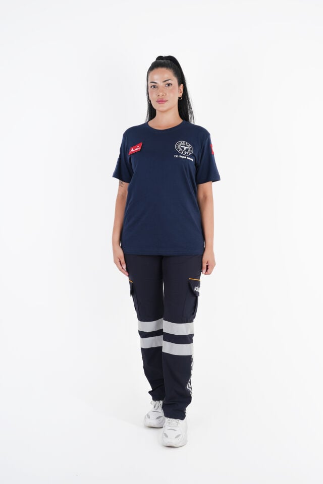 Sağlık Bakanlığı 112 Acil Lacivert Penye T-shirt (Unisex)