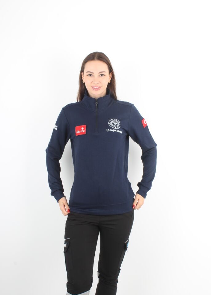 Sağlık Bakanlığı 112 Acil Lacivert Fermuarlı Swit Oysho Kumaş (Unisex)