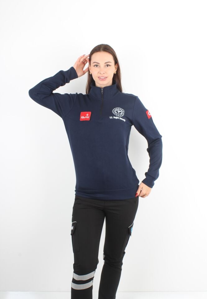 Sağlık Bakanlığı 112 Acil Lacivert Fermuarlı Swit Oysho Kumaş (Unisex)
