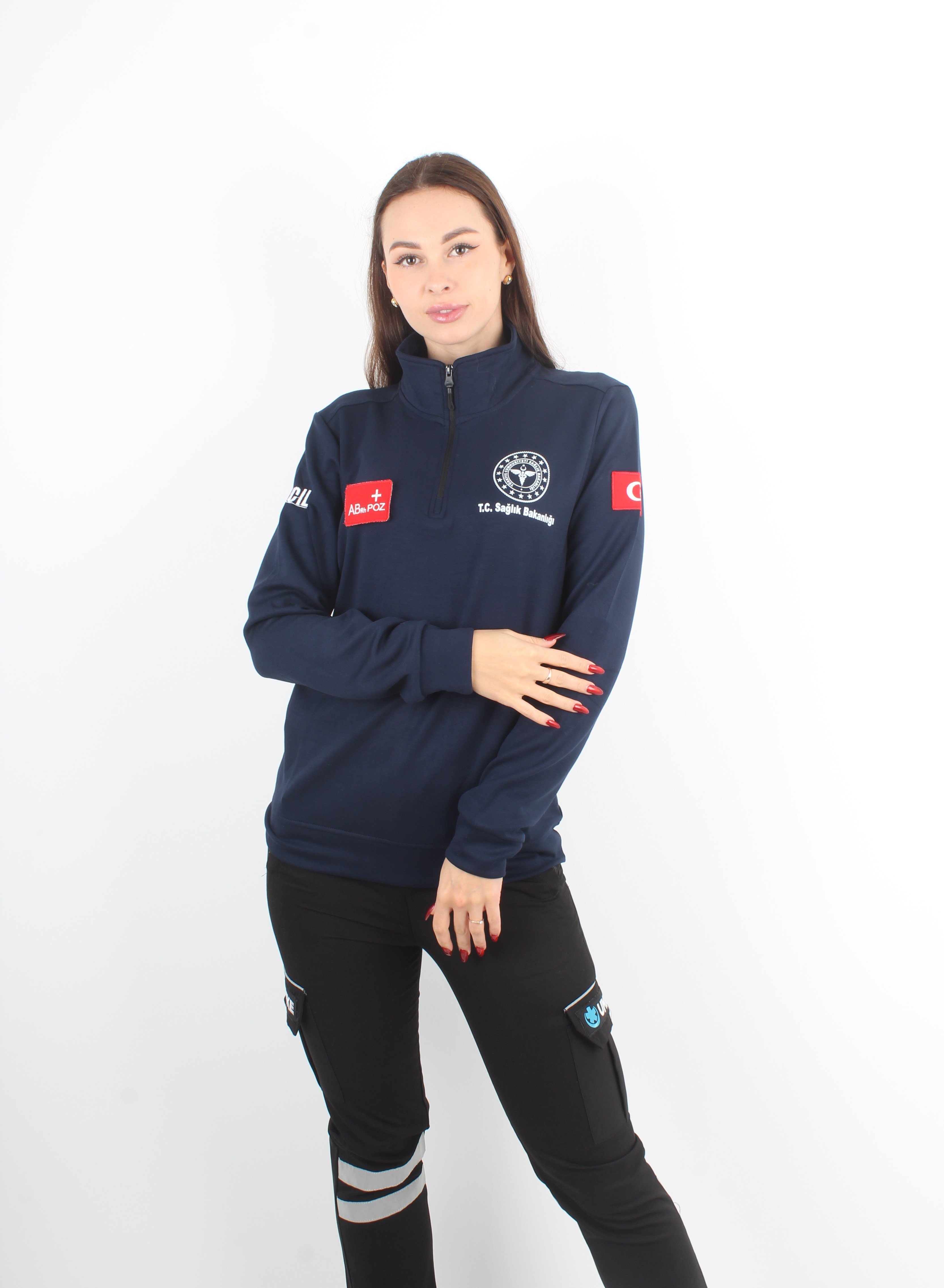 Sağlık Bakanlığı 112 Acil Lacivert Fermuarlı Swit Oysho Kumaş (Unisex)