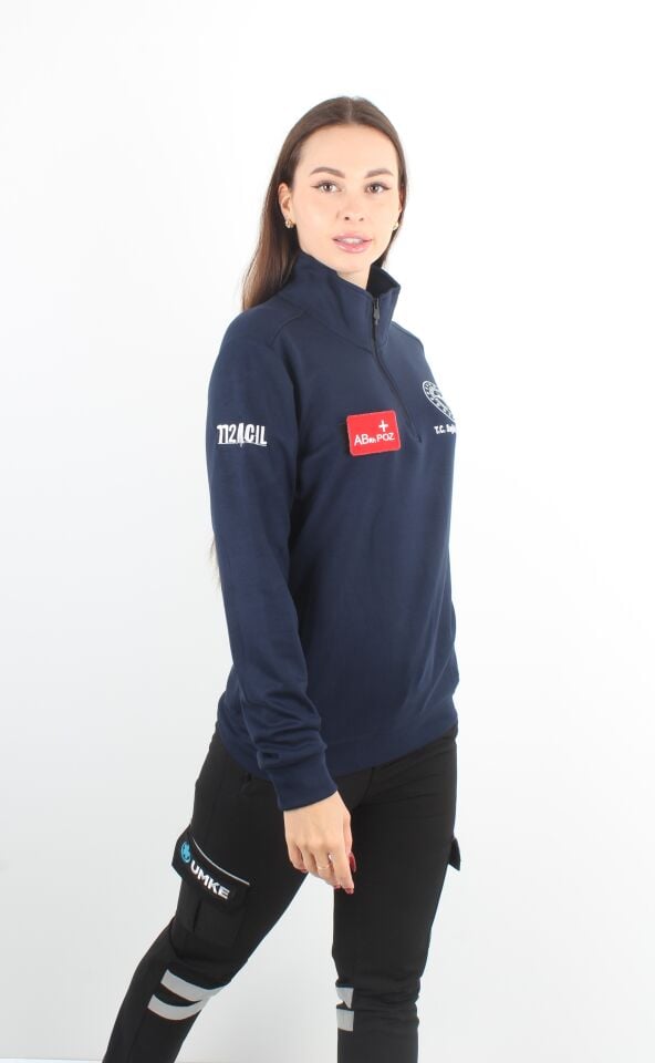 Sağlık Bakanlığı 112 Acil Lacivert Fermuarlı Swit Oysho Kumaş (Unisex)