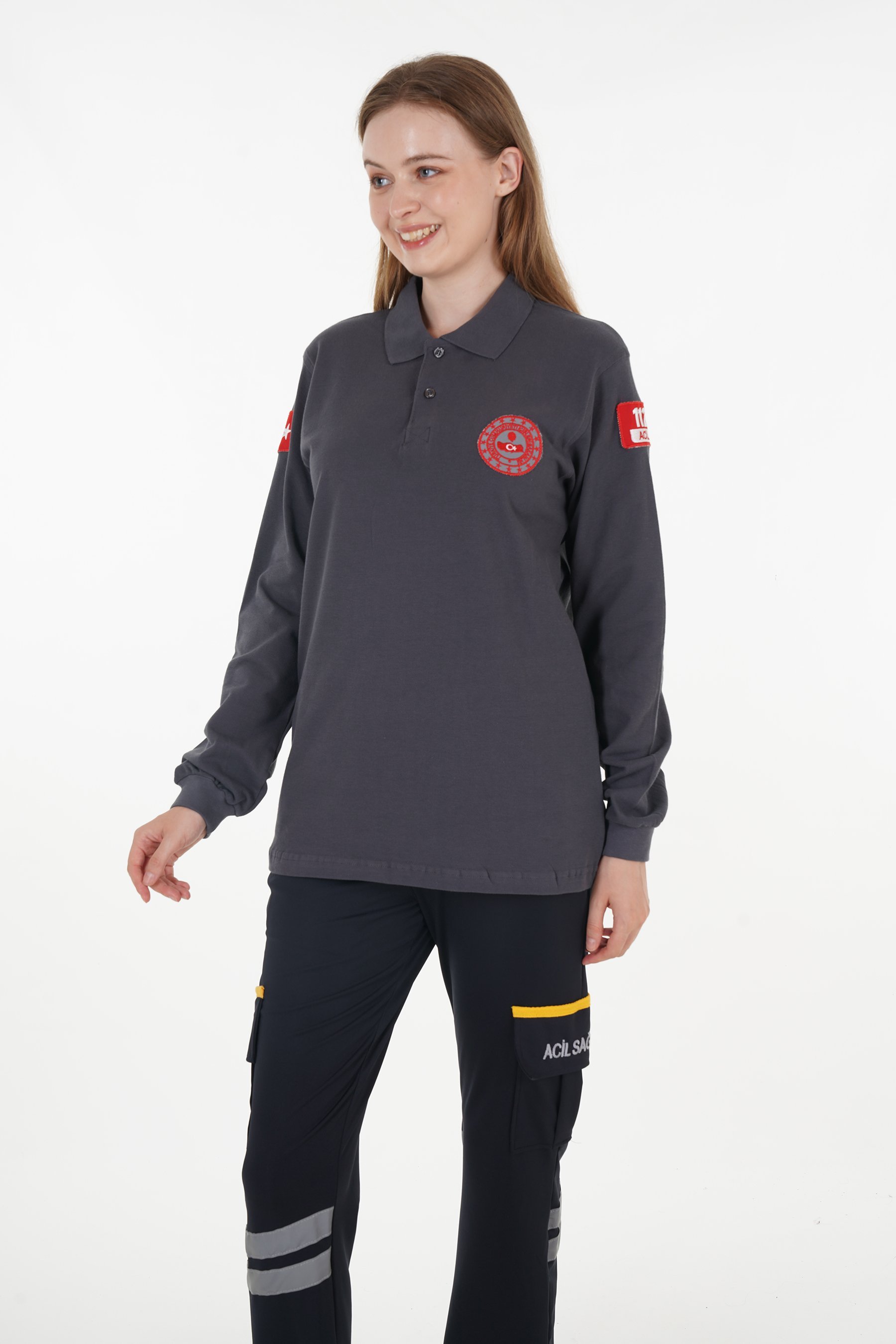 112 Acil Çağrı Merkezi Füme Uzun Kollu T-shirt  (Unisex)
