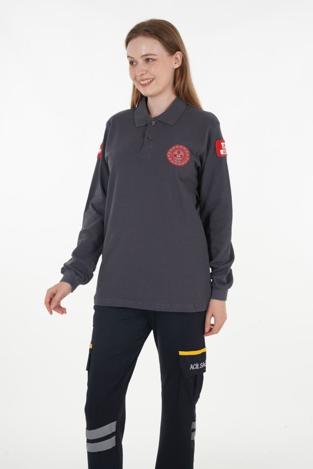112 Acil Çağrı Merkezi Füme Uzun Kollu T-shirt  (Unisex)