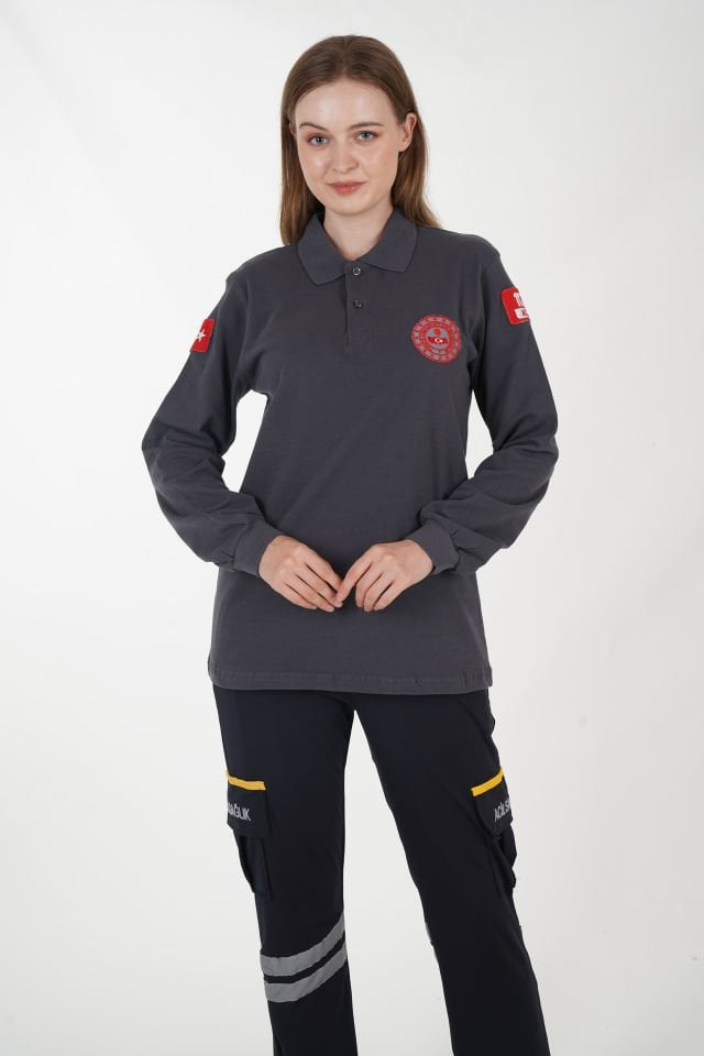 112 Acil Çağrı Merkezi Füme Uzun Kollu T-shirt  (Unisex)