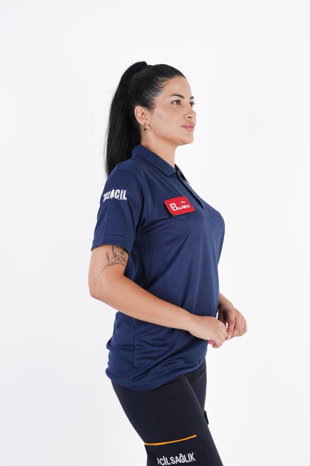 Sağlık Bakanlığı 112 Acil Lacivert Polo Yaka Comfort T-shirt (Unisex)