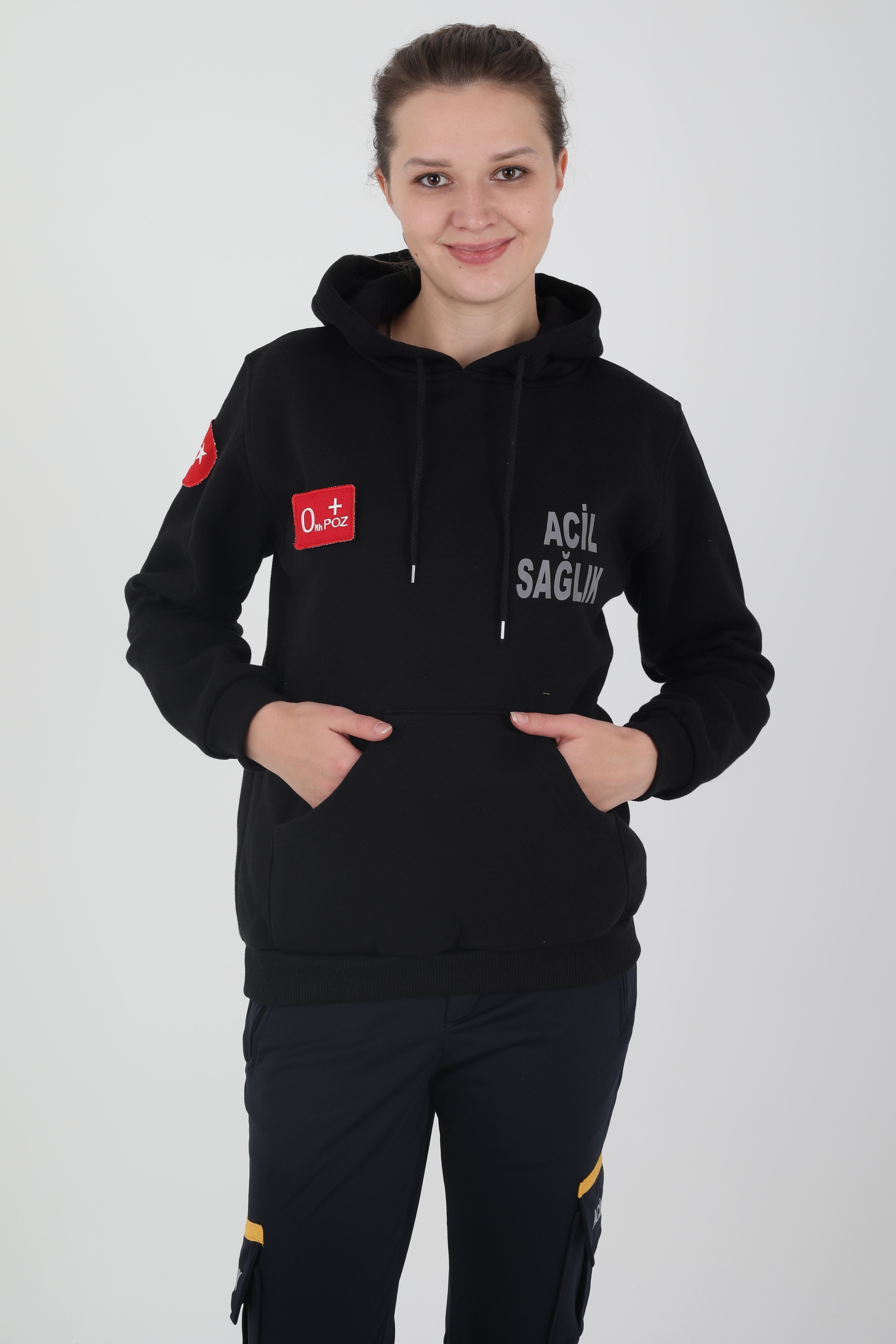 Acil Sağlık Siyah Kapşonlu Swit (Unisex)