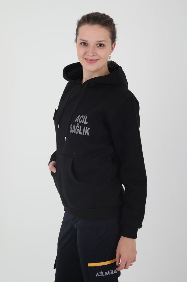 Acil Sağlık Siyah Kapşonlu Swit (Unisex)