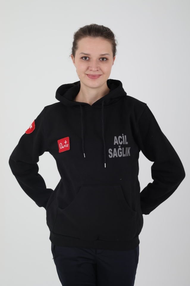 Acil Sağlık Siyah Kapşonlu Swit (Unisex)