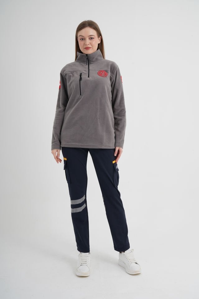 112 Acil Çağrı Merkezi Açık Füme Fermuarlı Swit (Unisex)
