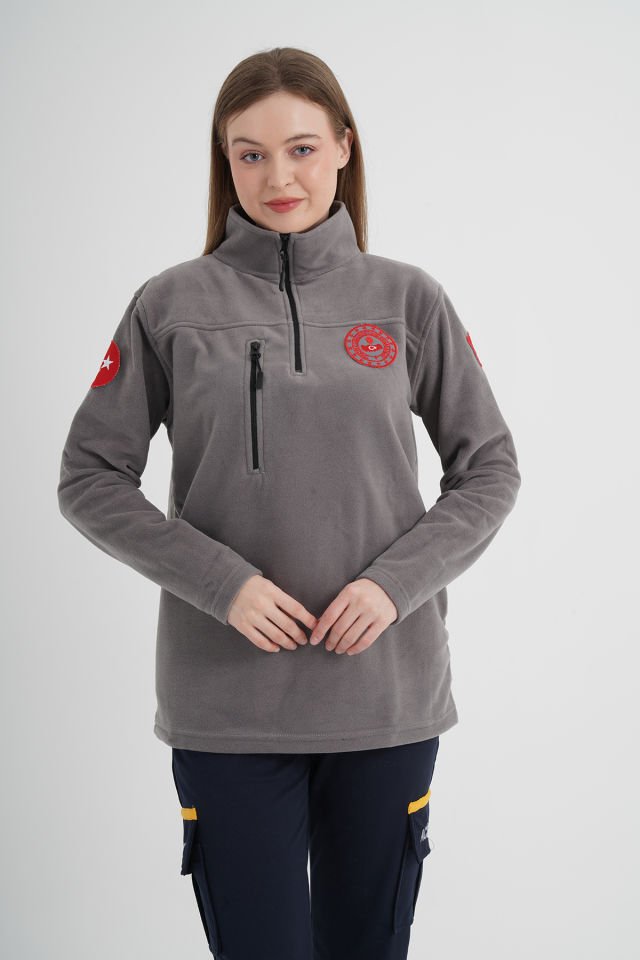 112 Acil Çağrı Merkezi Açık Füme Fermuarlı Swit (Unisex)