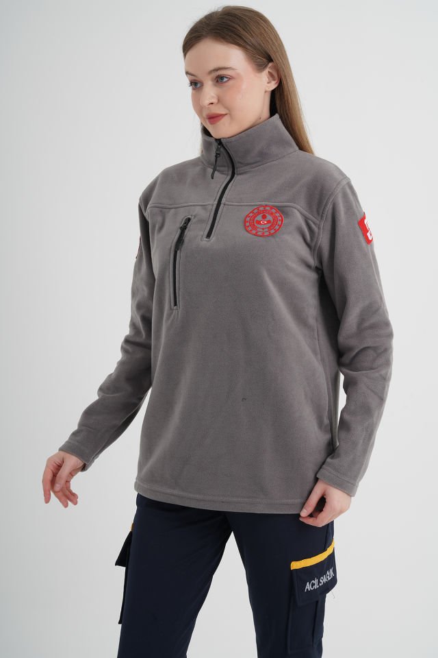 112 Acil Çağrı Merkezi Açık Füme Fermuarlı Swit (Unisex)