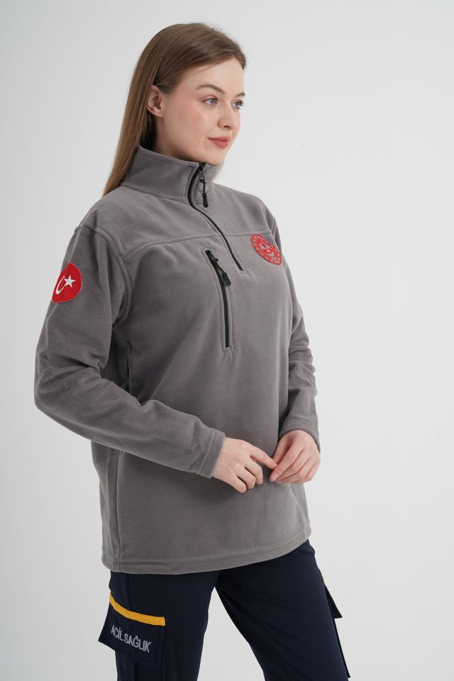 112 Acil Çağrı Merkezi Açık Füme Fermuarlı Swit (Unisex)