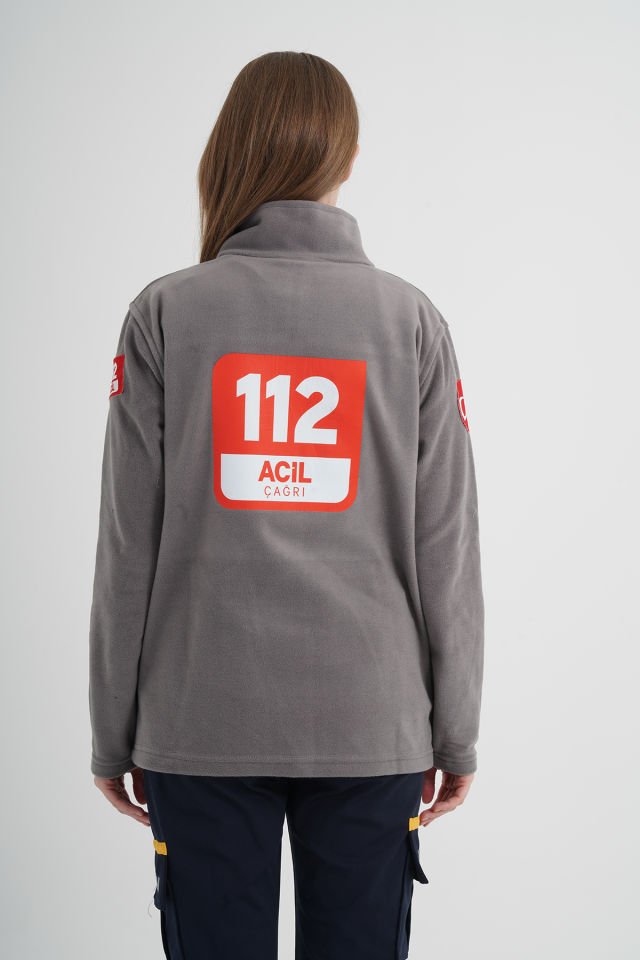 112 Acil Çağrı Merkezi Açık Füme Fermuarlı Swit (Unisex)