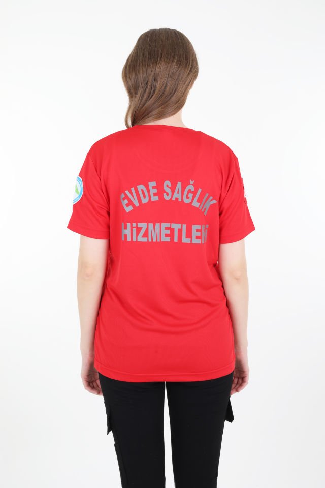 Kırmızı Evde Sağlık Comfort T-shirt (Fileli-Unisex)