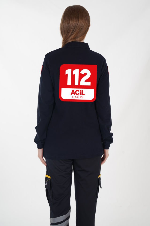 112 Acil Çağrı Merkezi Lacivert Uzun Kollu Lacost T-shirt (Unisex)