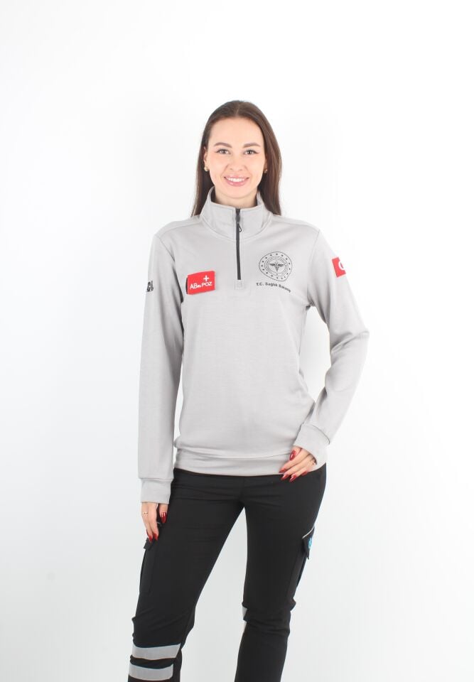 Sağlık Bakanlığı 112 Acil Gri Fermuarlı Swit Oysho Kumaş (Unisex)