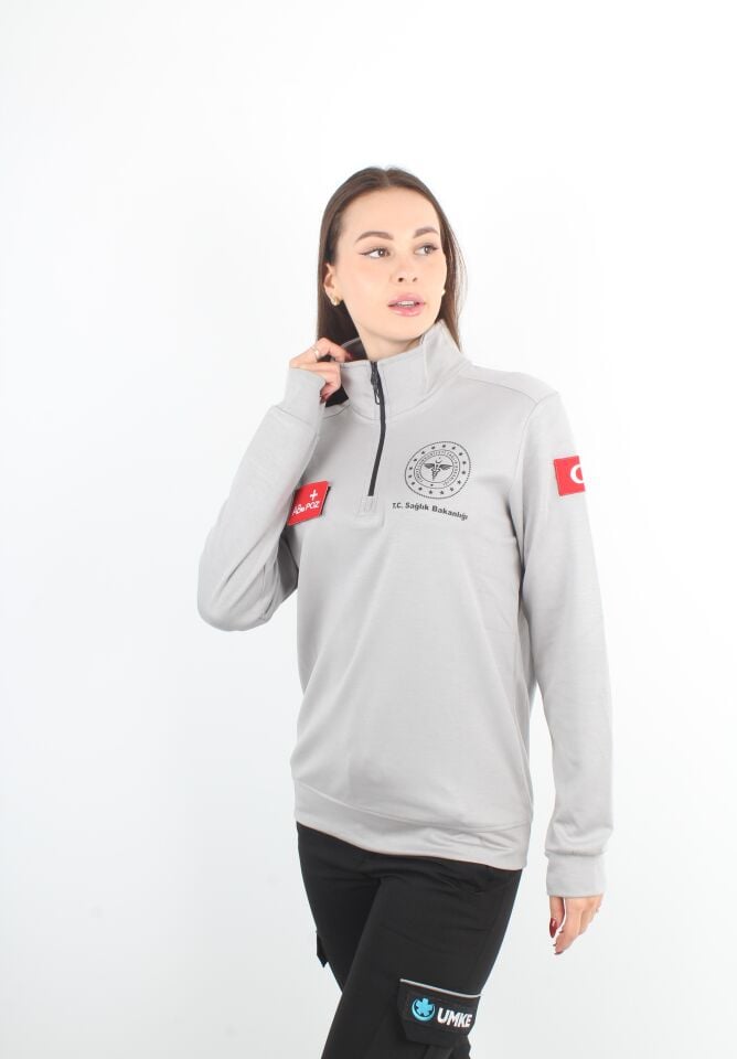 Sağlık Bakanlığı 112 Acil Gri Fermuarlı Swit Oysho Kumaş (Unisex)
