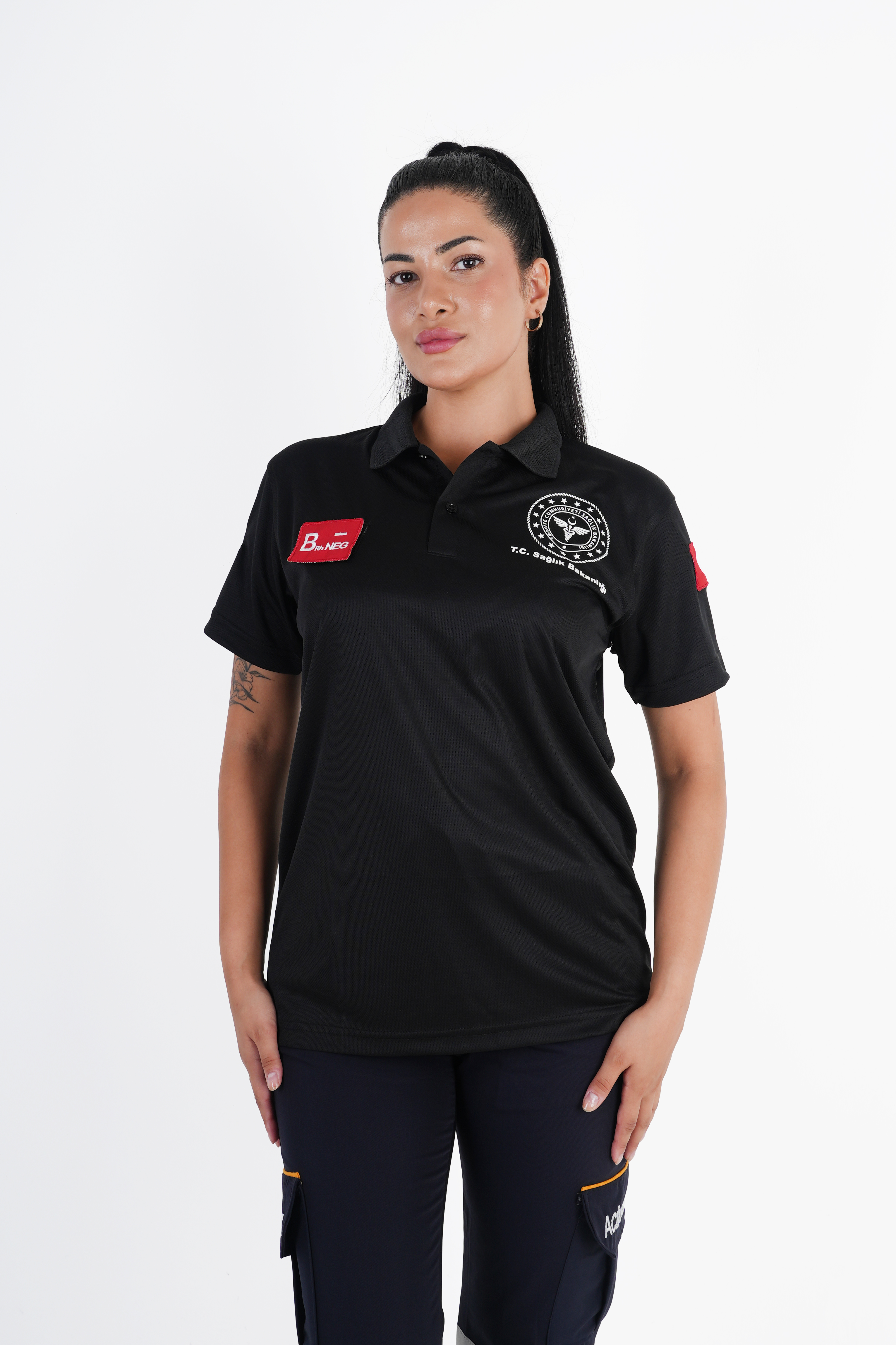 Sağlık Bakanlığı 112 Acil Siyah Comfort Polo Yaka T-shirt (Unisex)