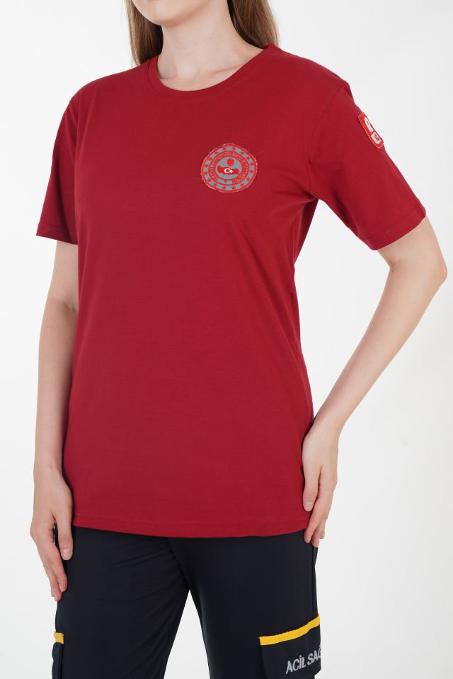 112 Acil Çağrı Merkezi Bordo Penye T-shirt (Unisex)