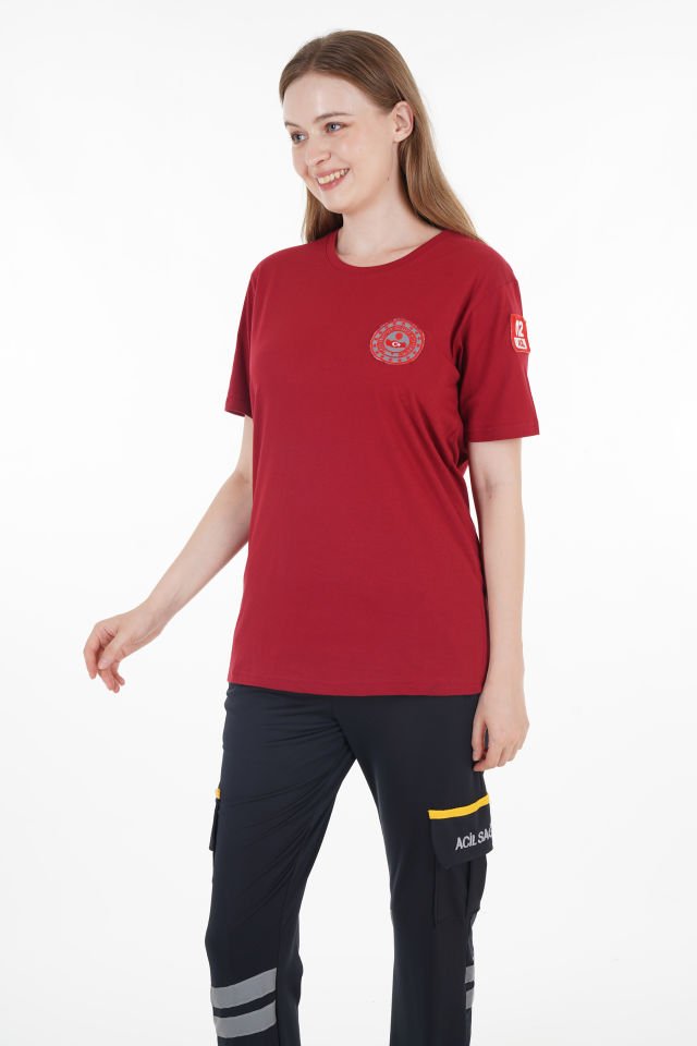 112 Acil Çağrı Merkezi Bordo Penye T-shirt (Unisex)