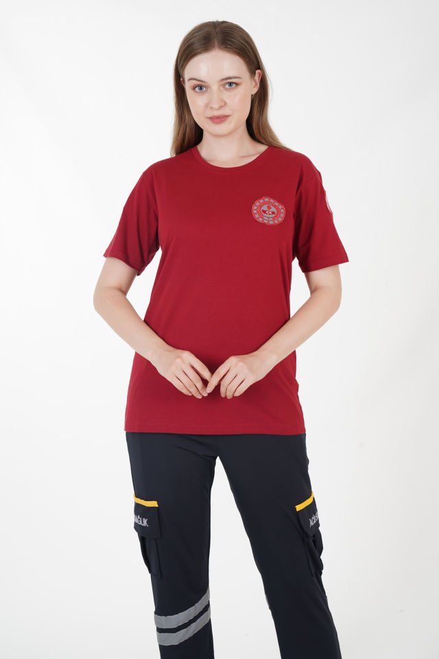 112 Acil Çağrı Merkezi Bordo Penye T-shirt (Unisex)