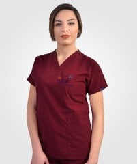 Bordo Alpaka Cerrahi Takım Scrubs