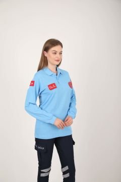 Yeni Evde Sağlık Açık Mavi Uzun Kollu Lacost T-shirt (Unisex)