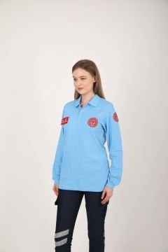 Yeni Evde Sağlık Açık Mavi Uzun Kollu Lacost T-shirt (Unisex)