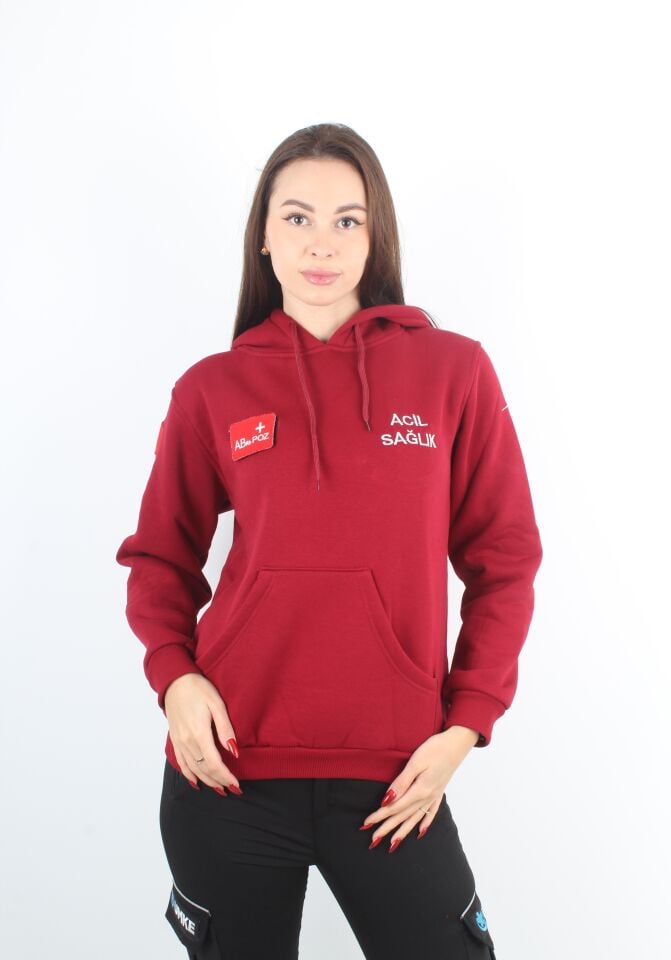 Acil Sağlık Bordo Kapşonlu Swit (Unisex)