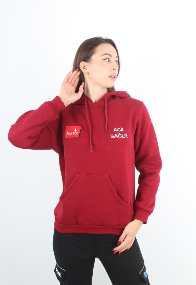 Acil Sağlık Bordo Kapşonlu Swit (Unisex)