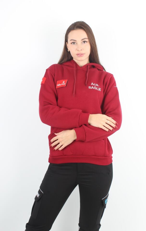 Acil Sağlık Bordo Kapşonlu Swit (Unisex)