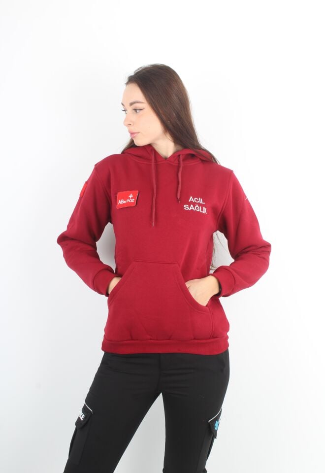 Acil Sağlık Bordo Kapşonlu Swit (Unisex)