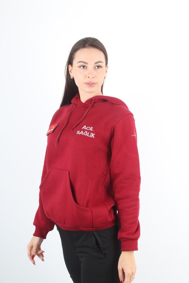 Acil Sağlık Bordo Kapşonlu Swit (Unisex)
