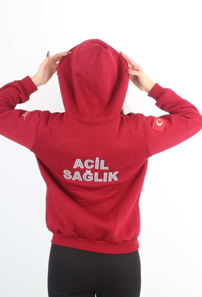 Acil Sağlık Bordo Kapşonlu Swit (Unisex)