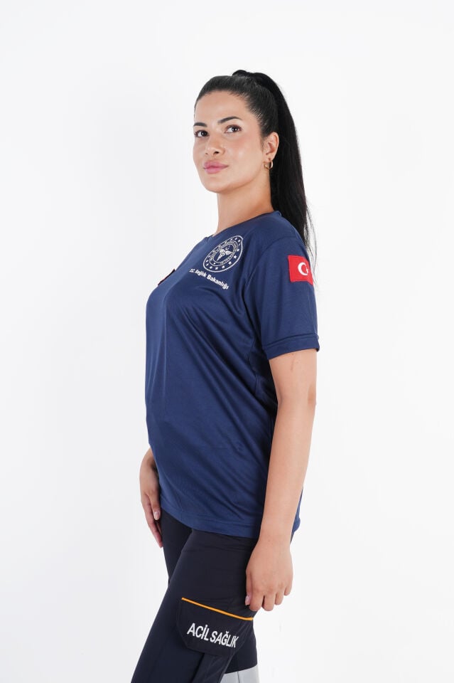 Sağlık Bakanlığı 112 Acil Lacivert Comfort Sıfır Yaka (Unisex-Fileli)