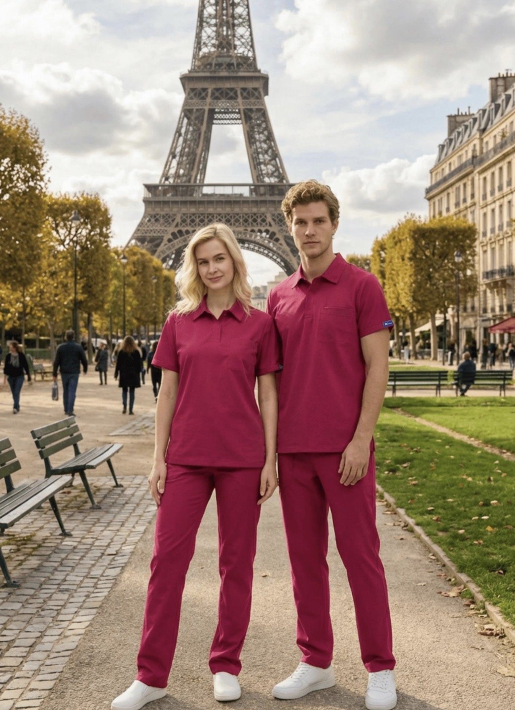 Vişne Polo Yaka Likralı Cerrahi Premium Takım (Unisex)