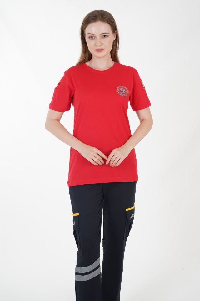 112 Acil Çağrı Merkezi Kırmızı Penye T-shirt (Unisex)
