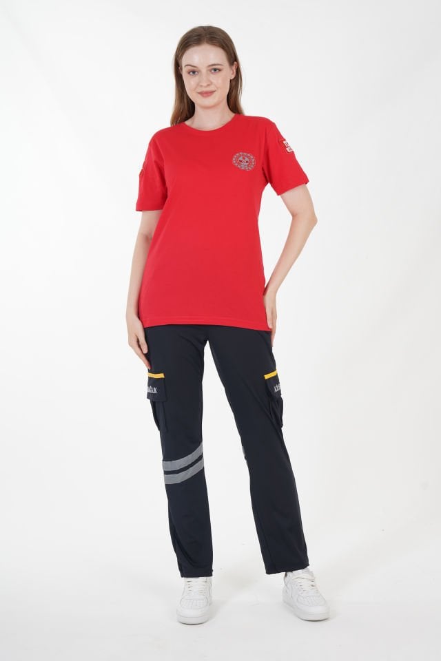 112 Acil Çağrı Merkezi Kırmızı Penye T-shirt (Unisex)