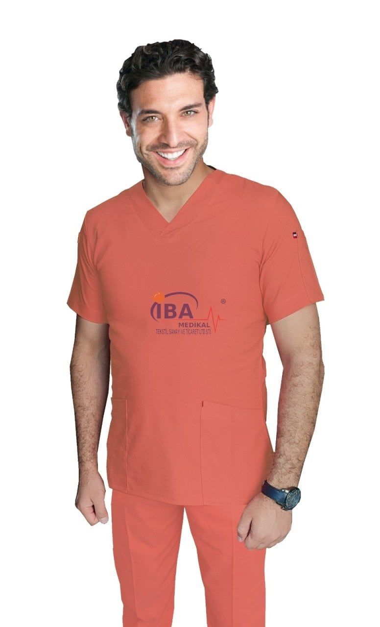 İ-Cool U Yaka Likralı Cerrahi Takım M-42 Beden - Somon