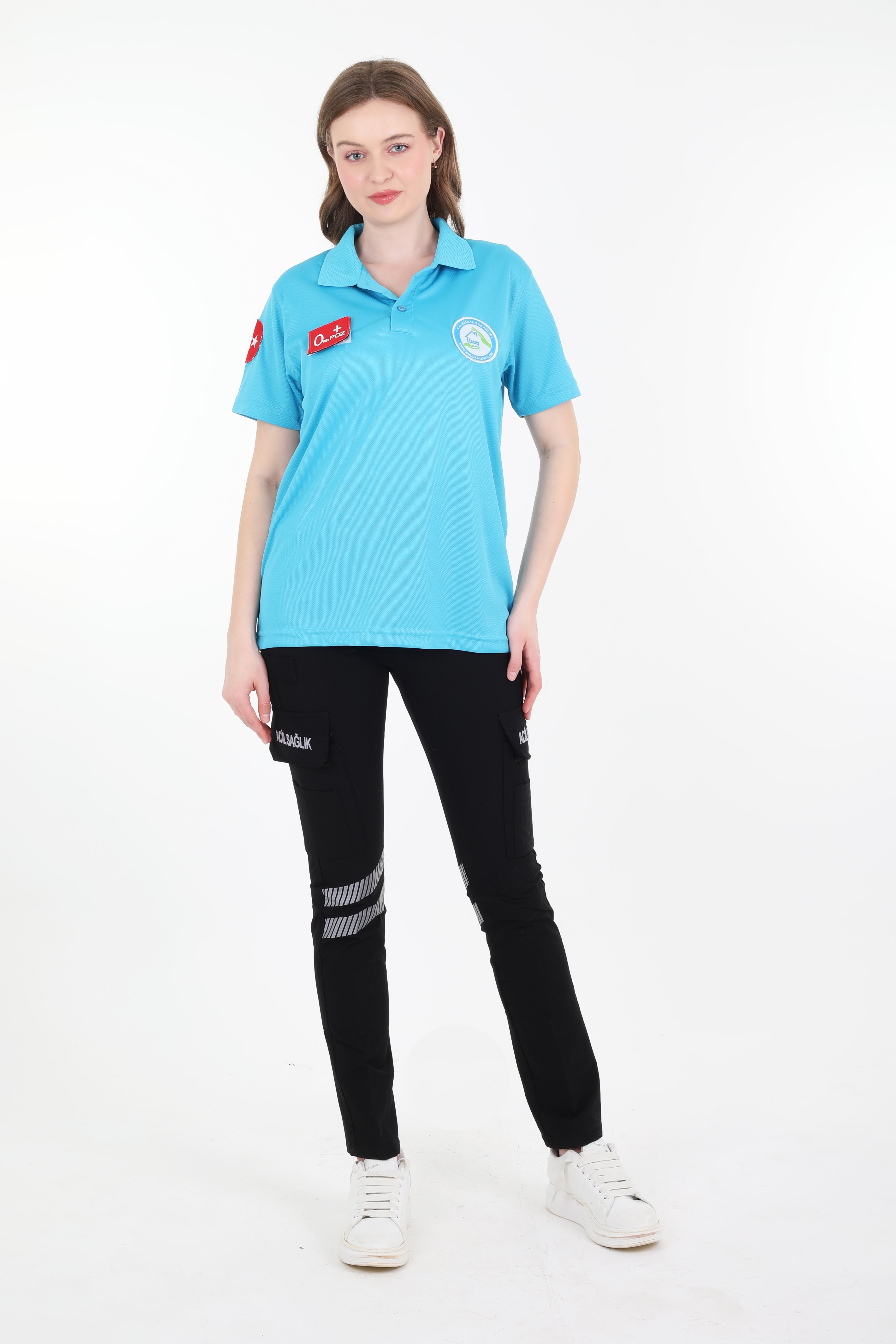 Evde Sağlık Polo Yaka Turkuaz T-shirt (Unisex-Fileli)