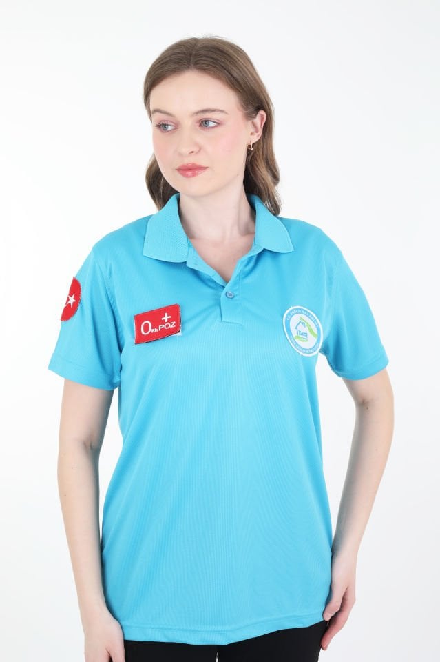 Evde Sağlık Polo Yaka Turkuaz T-shirt (Unisex-Fileli)