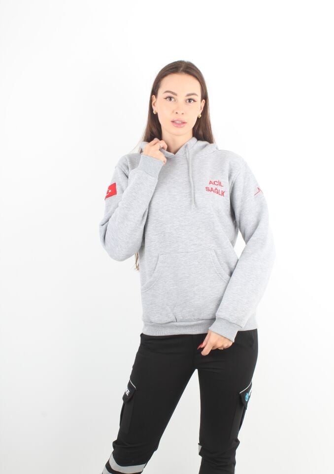 Acil Sağlık Gri Kapşonlu Swit (Unisex)