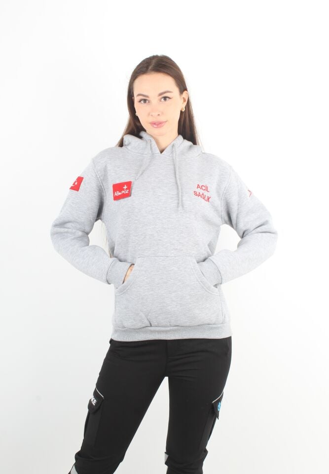 Acil Sağlık Gri Kapşonlu Swit (Unisex)