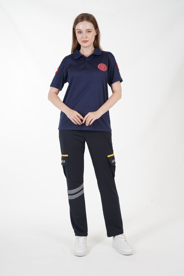 112 Acil Çağrı Merkezi Polo Yaka Lacivert Comfort T-shirt (Unisex-Fileli)