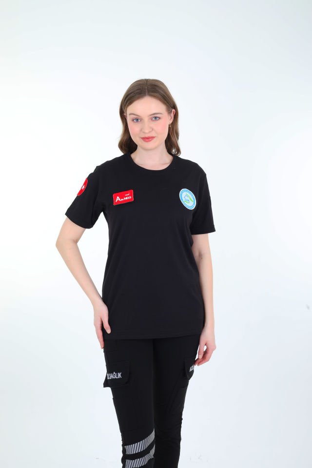 Siyah Evde Sağlık Penye T-shirt (Unisex)