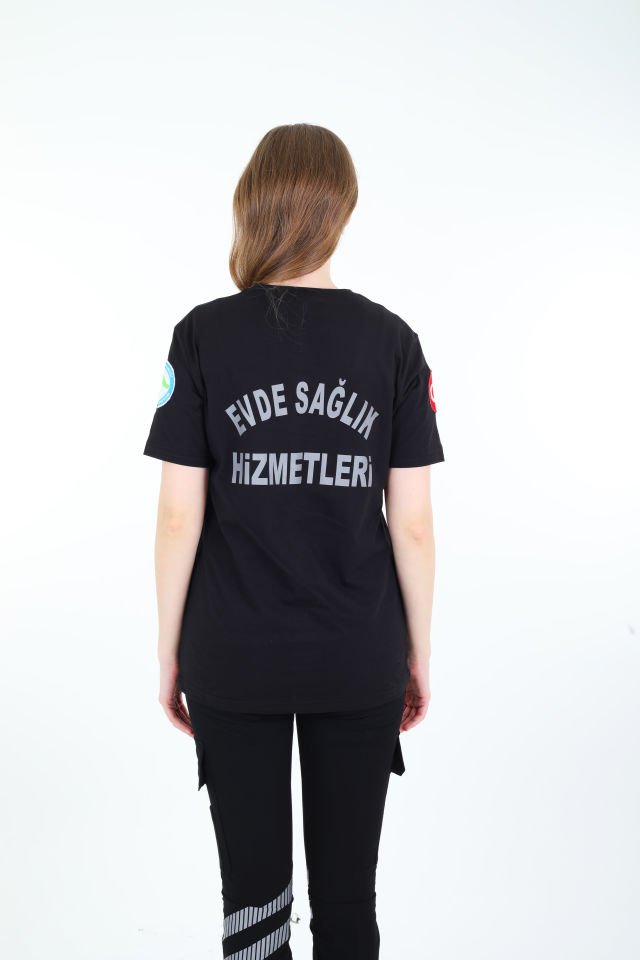 Siyah Evde Sağlık Penye T-shirt (Unisex)