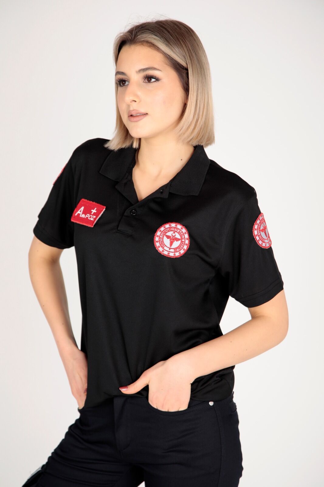 Yeni 112 Acil Sağlık Siyah Comfort Polo Yaka T-shirt(Fileli-Unisex)