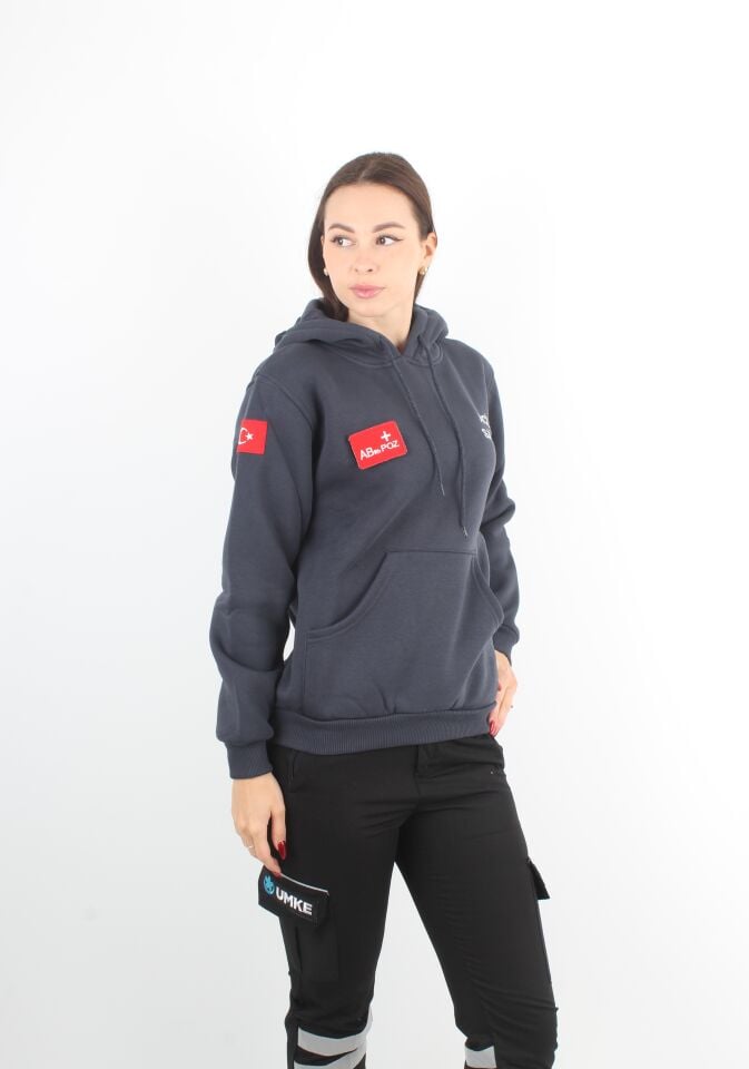 Acil Sağlık Füme Kapşonlu Swit (3 İplik-Unisex)