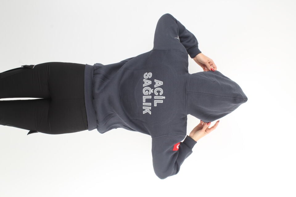 Acil Sağlık Füme Kapşonlu Swit (3 İplik-Unisex)