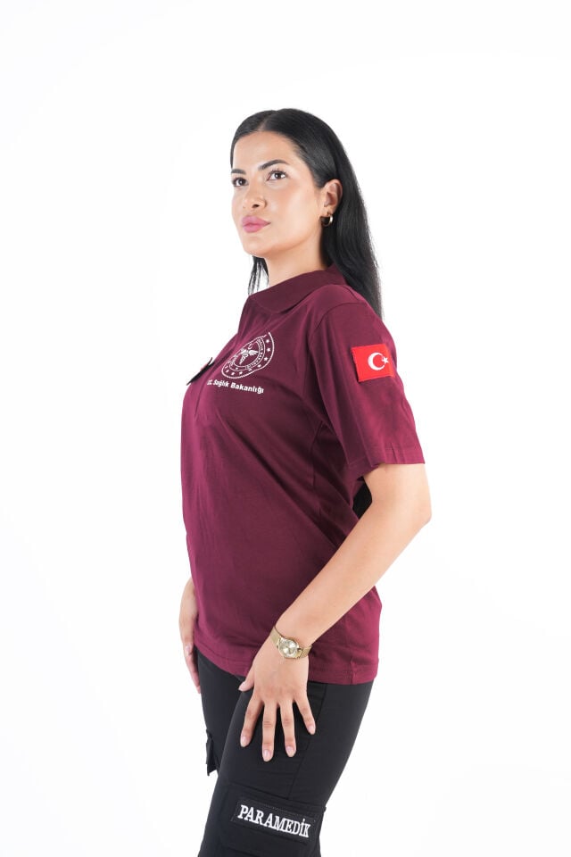 Sağlık Bakanlığı 112 Acil Bordo Fermaurlı T-shirt (Unisex)